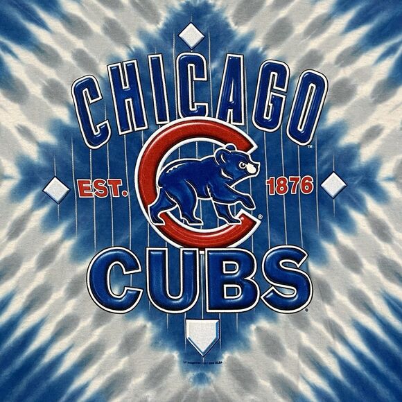 Vintage Lee Sports Tie Dye Chicago Cubs All Over Print Shirt Sz XL Single Stitch - Picture 11 of 11